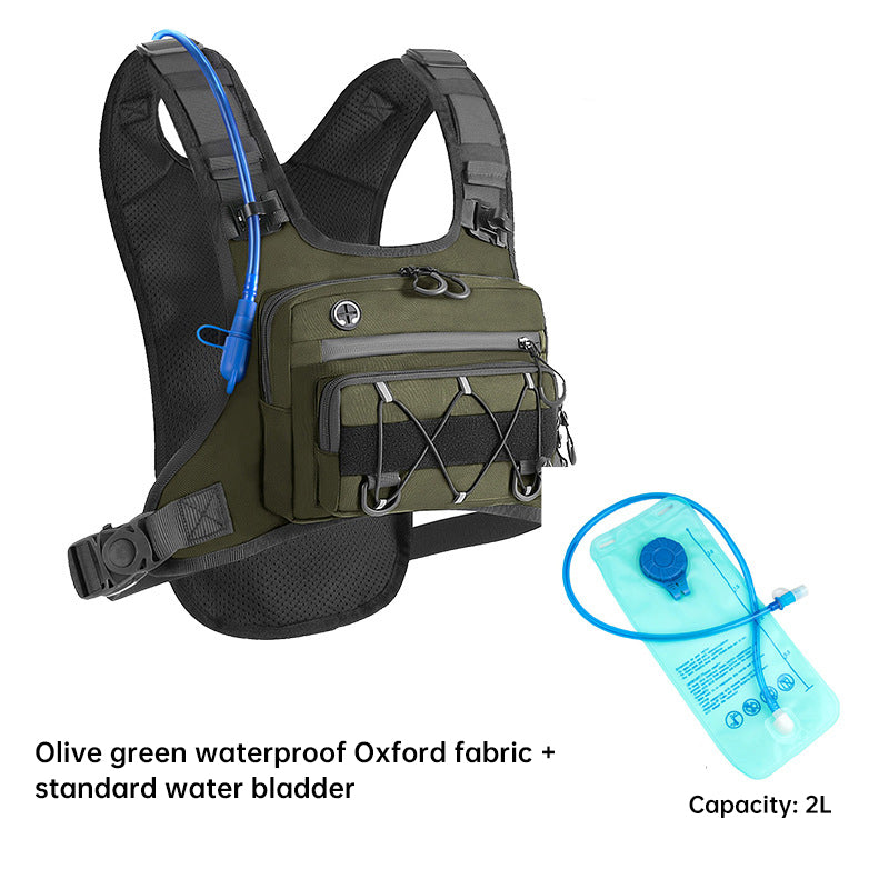 Eprolo men's waterproof tactical chest bag with adjustable crossbody strap, ideal for hiking, trail running, travel, and camping.