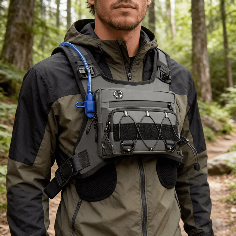 Men’s waterproof tactical chest bag by eprolo, outdoor crossbody sling for hiking, trail running, travel, and camping activities.