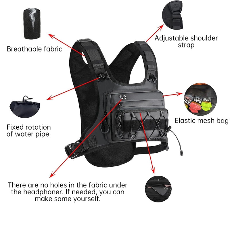 Men’s waterproof tactical chest bag by eprolo, outdoor crossbody sling for hiking, trail running, travel, and camping activities.