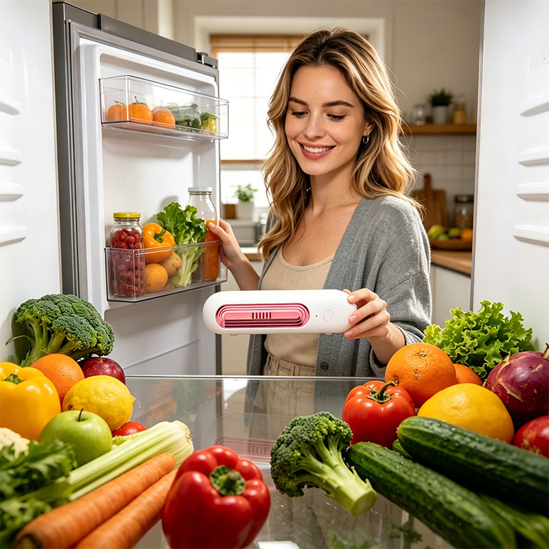eprolo Ozoori rechargeable fridge deodorizer and odor eliminator for kitchen, freezer, and food storage appliances.