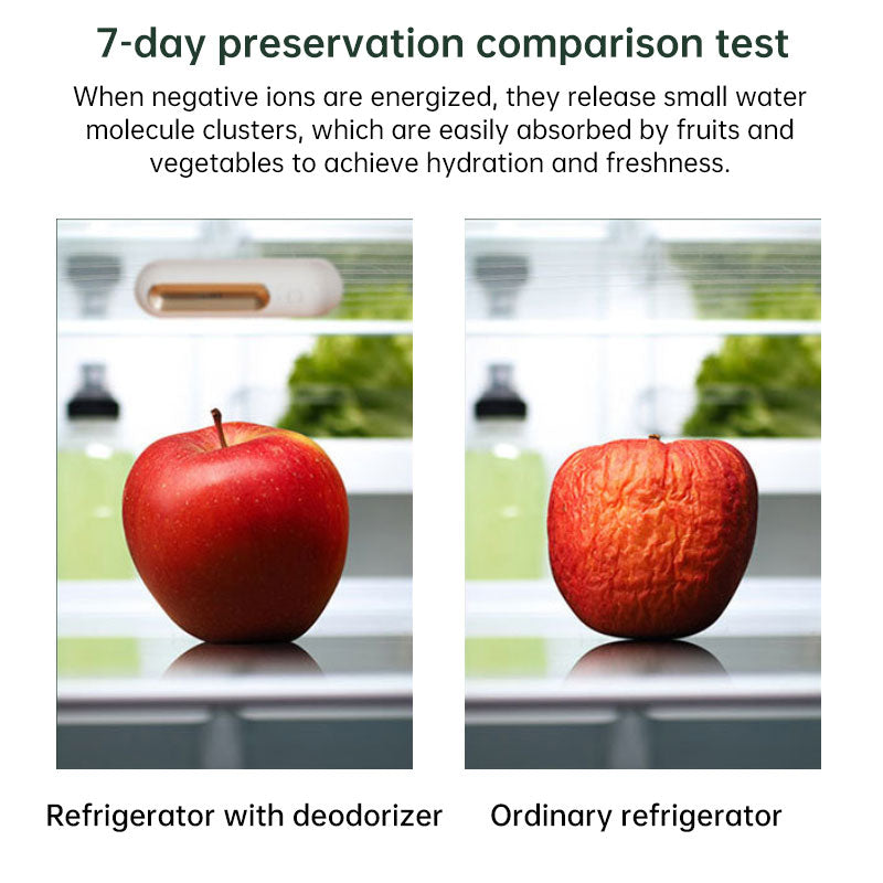 eprolo Ozoori rechargeable fridge deodorizer and odor eliminator for kitchen, freezer, and food storage. Gold-colored device.