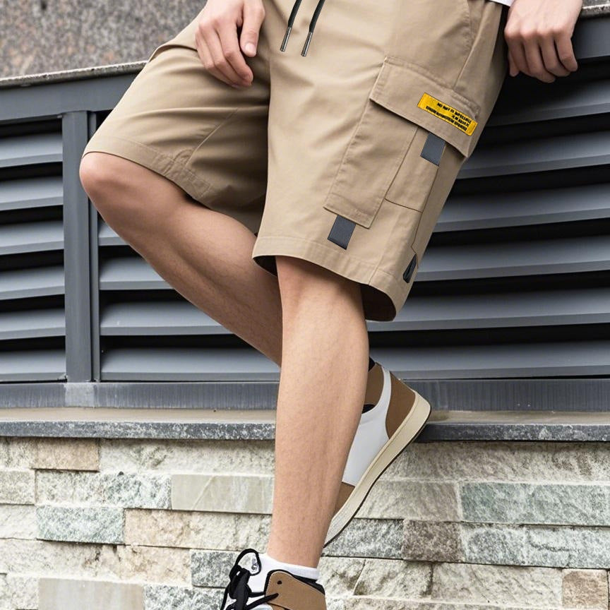 Gray men's casual trendy loose shorts with drawstring style, suitable for students, by eprolo, EU size XS.