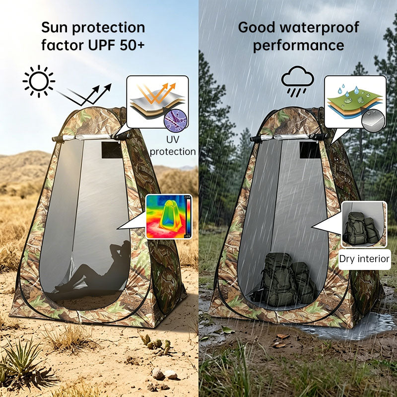 Green portable outdoor camping tent by eprolo, single-person design with changing room, shower, and storage space for camping or fishing.