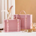 Pink clear acrylic jewelry gift box by eprolo, portable wedding and birthday pouch bag for jewelry storage and gifting.