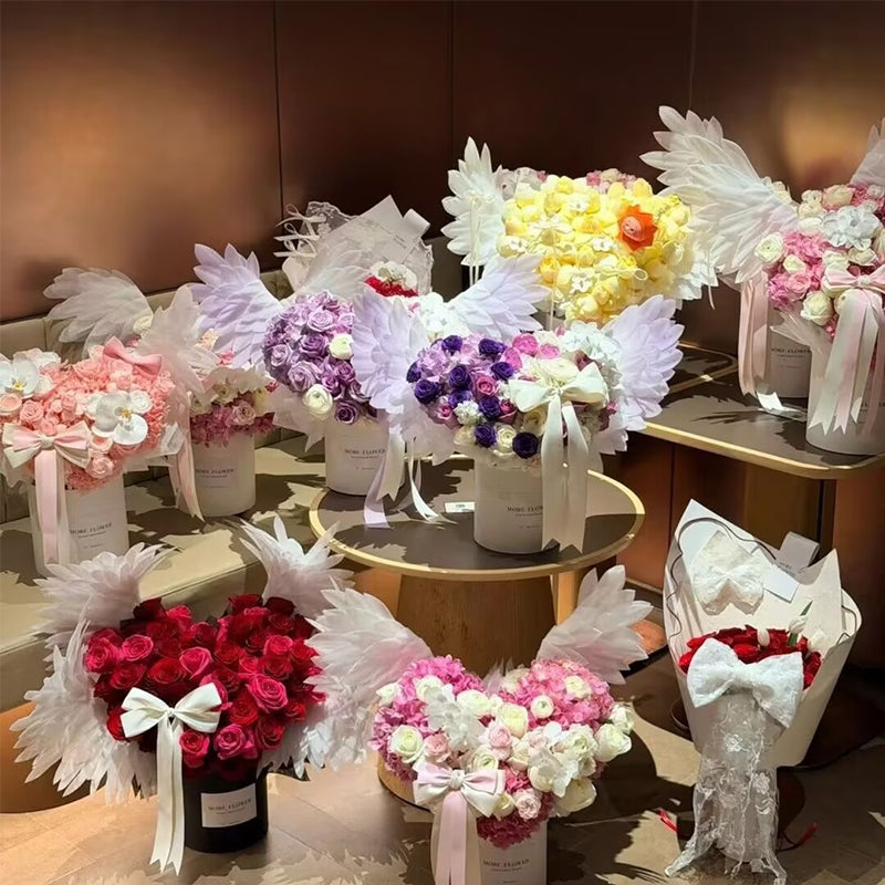 Motorized angel wings flower decoration DIY craft kit by eprolo, suitable for wedding and Valentine's bouquet arrangements.