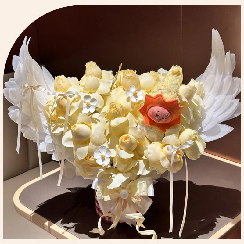Motorized angel wings flower decoration DIY craft kit for wedding and Valentine’s bouquets, by eprolo.