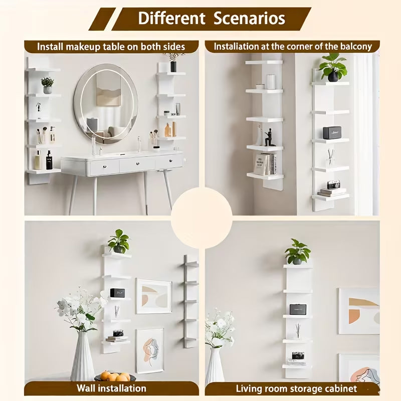 White 5-tier wall floating shelf by eprolo, 31.5 inches, wood-style display rack for books, plants, and decor.