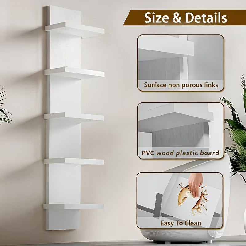 eprolo white 5-tier wall floating shelf 31.5 inches wood-style display rack for books and plants