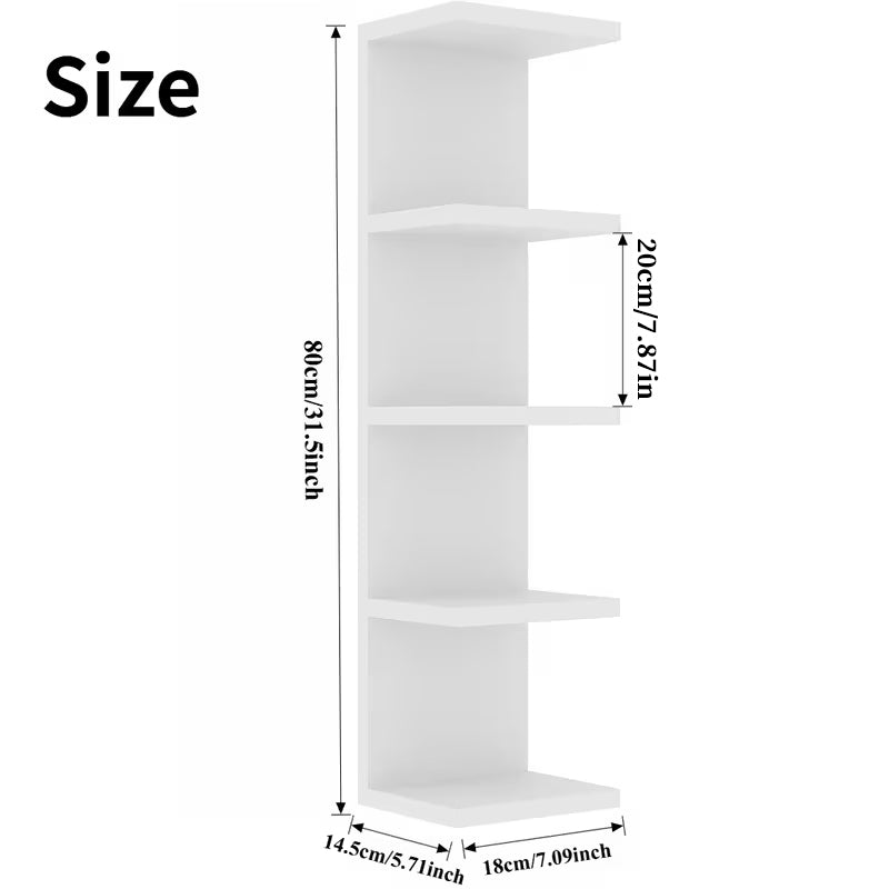 eprolo 5-tier wall floating shelf in white, 31.5 inches, wood-style display rack for books and plants, mounted on the wall