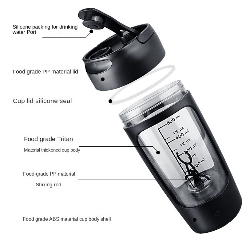 Eprolo fully automatic electric mixing cup in white, large capacity 700ml, rechargeable, for seamless blending and shaking.