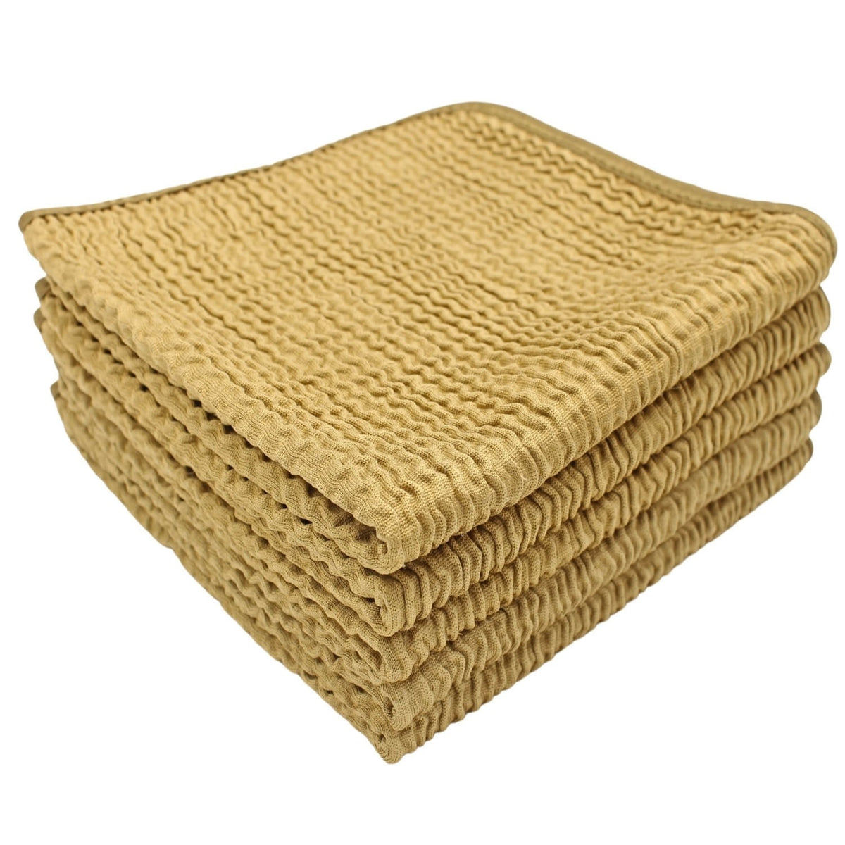 Set of five Wave Gold glass cleaning cloths by GoGoNano, 36×36 cm, soft microfiber for streak-free glass cleaning.