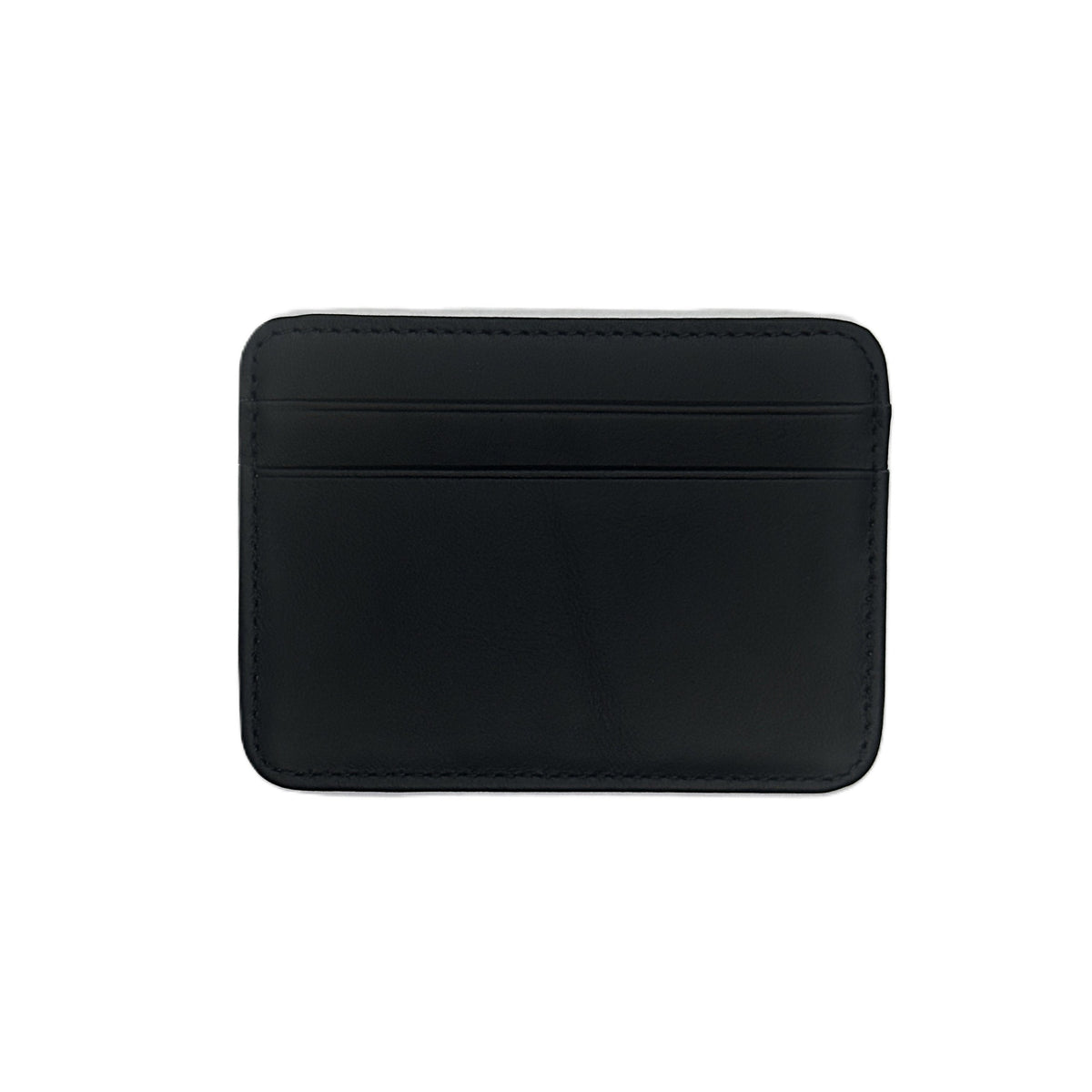 Black handmade leather card holder by Seif Design with multiple card slots and sleek minimalist style.