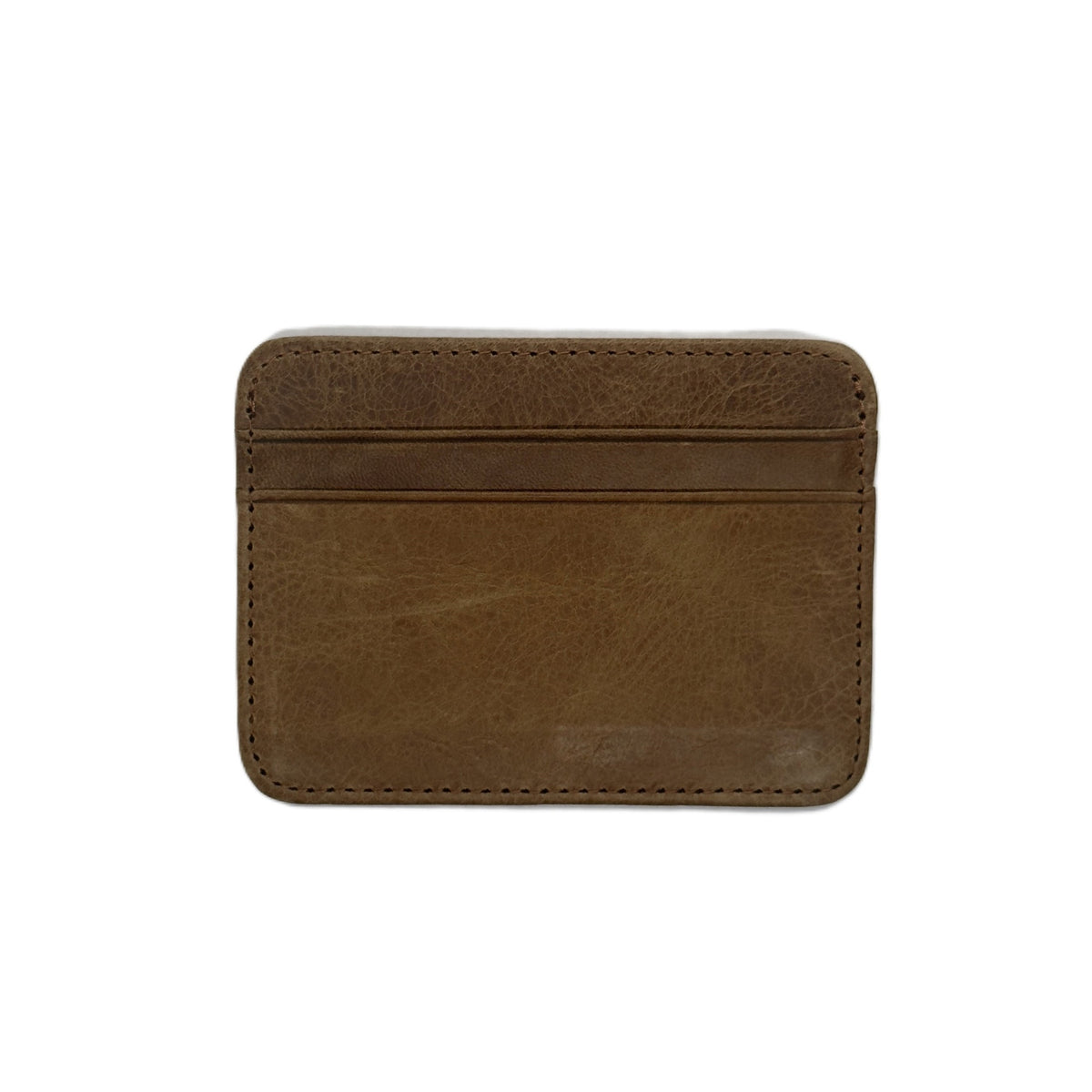 Brown handmade leather card holder by Seif Design with multiple card slots and a sleek, minimalist design.