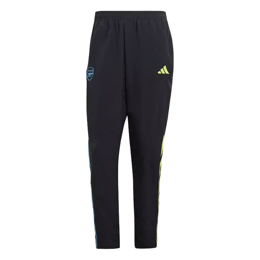 Black Arsenal FC presentation soccer tracksuit for adults, Adidas 2023/24, featuring team logo and athletic design.