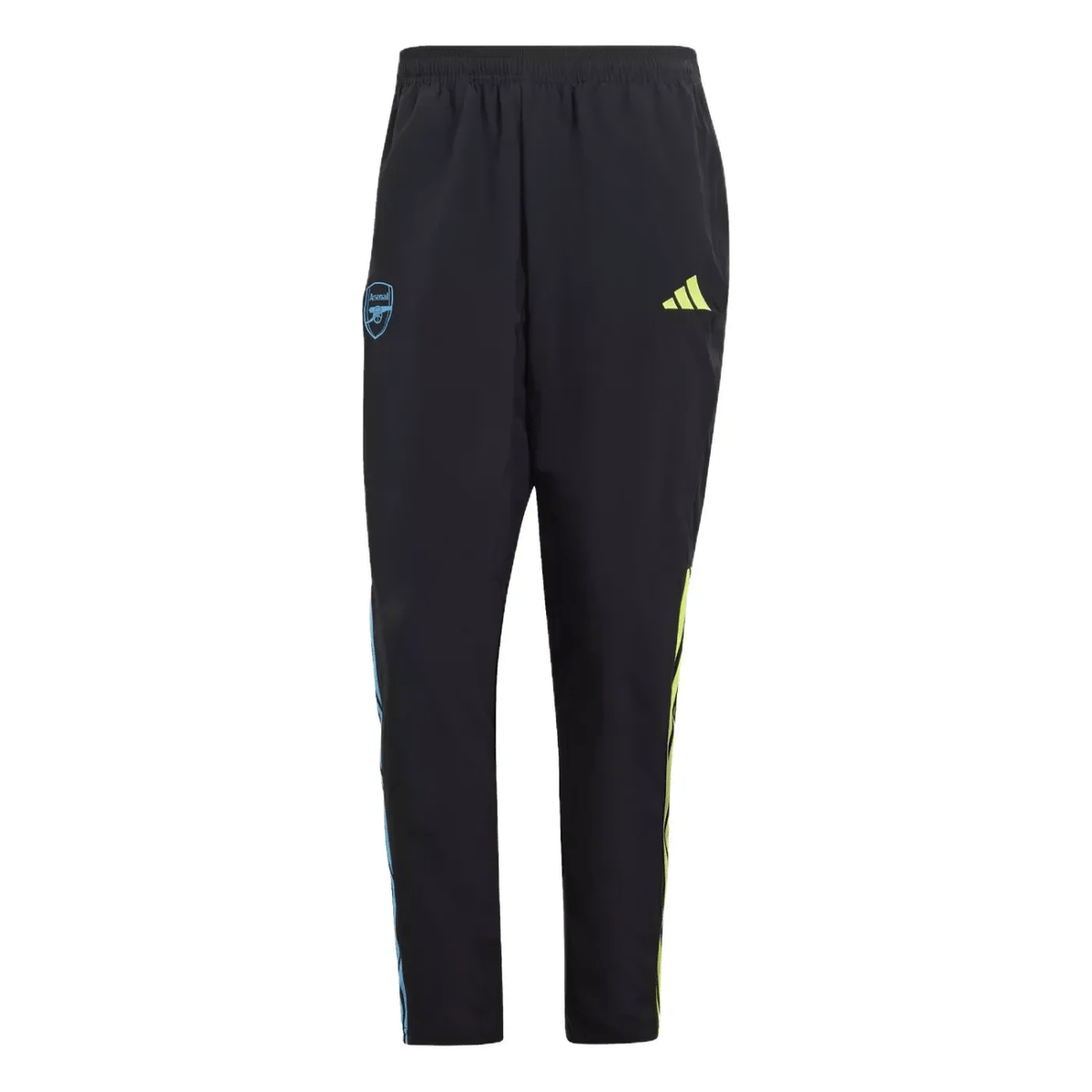 Black Arsenal FC presentation soccer tracksuit for adults, Adidas 2023/24, featuring team logo and athletic design.