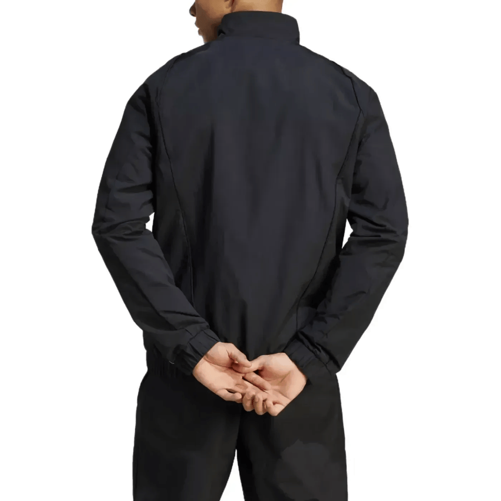 Black Arsenal FC presentation soccer tracksuit for adults, Adidas 2023/24, featuring the brand logo and athletic design.