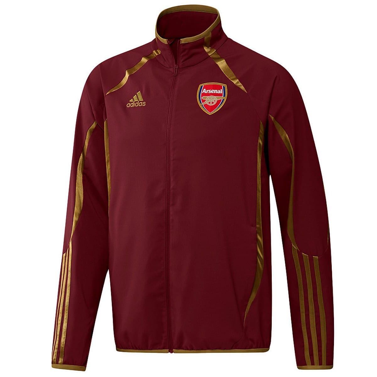Arsenal retro woven presentation tracksuit by Adidas, men's size extra small, featuring classic design and team branding.