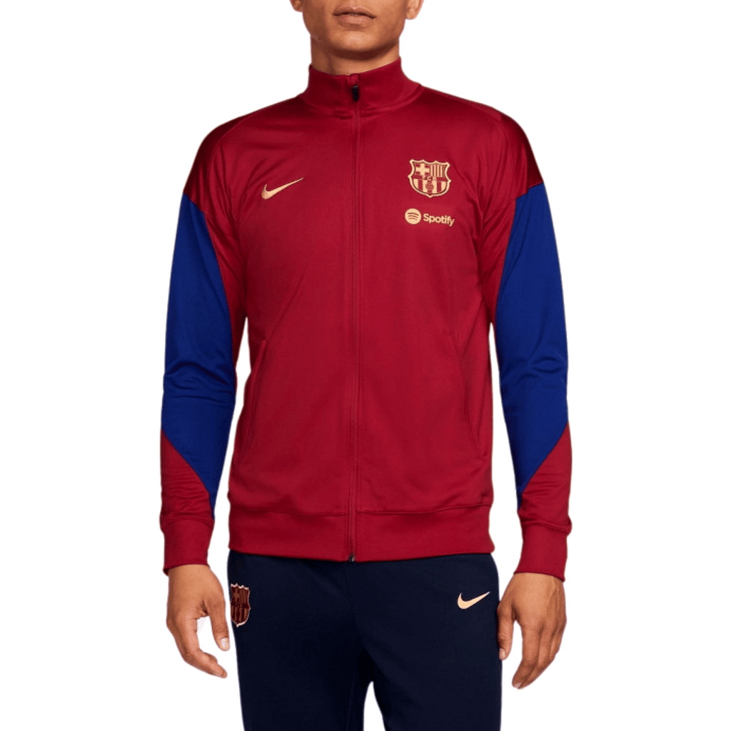 FC Barcelona red and blue Nike training presentation soccer tracksuit for adults, shown in a small size.