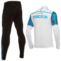 Lazio soccer training tracksuit from 2018/19 by Macron, featuring technical fabric and team logo, worn by a person in a small size.