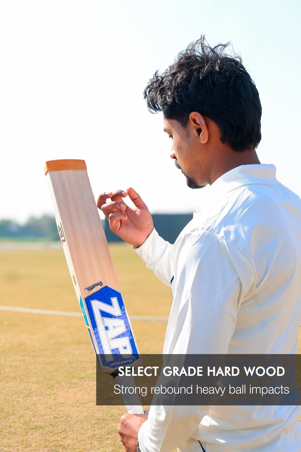 ZAP Bouncer Scoop tennis cricket bat with 35-inch wooden bat for tennis cricket gameplay, featuring a curved scoop design.
