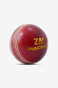 Red ZAP Cricket Pacer 20 leather cricket ball with a one-piece design, ideal for match play and practice.