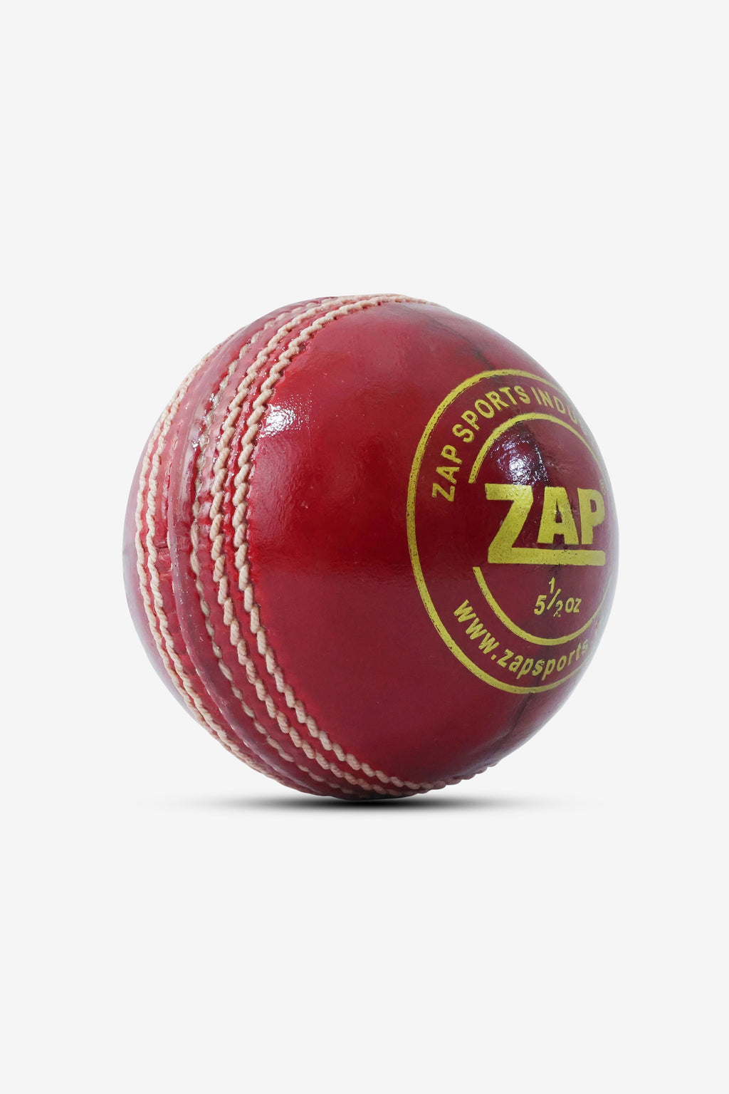 Red ZAP Cricket Pacer 20 leather cricket ball with a one-piece design, ideal for serious cricket matches.